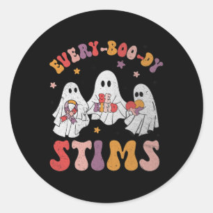 Sticker Rond Chaque jour Stims Drôle Autisme Fantôme Halloween