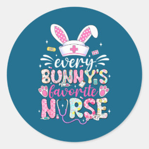 Sticker Rond Chaque lapin's infirmière préférée Lapin de Pâques