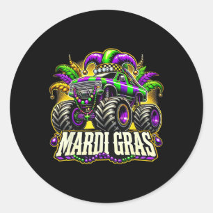 Sticker Rond Char de Carnaval Monstre Mardi Gras Garçons Fille