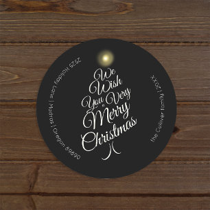 Sticker Rond Charbon Très Joyeux Arbre de Noël Enveloppe Phoque