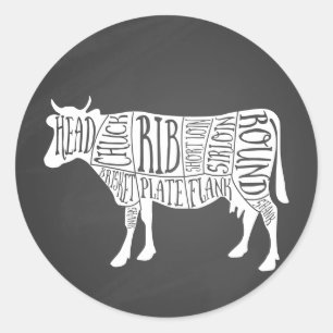 Sticker Rond charcuterie de boucherie de vache fermière charcu