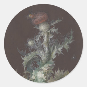 Sticker Rond Chardon aux insectes 1755 Johann C. Dietzsch