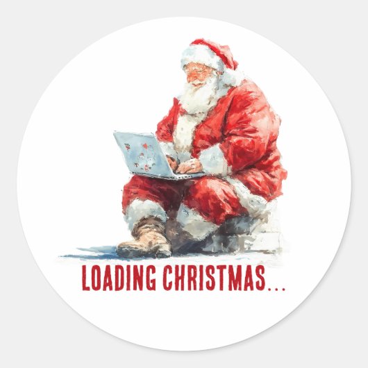 Sticker Rond Chargement Noël amusant Père Noël Design (Devant)