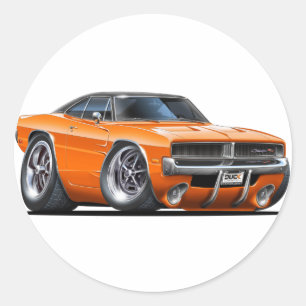 Sticker Rond Chargeur de Dodge voiture orange