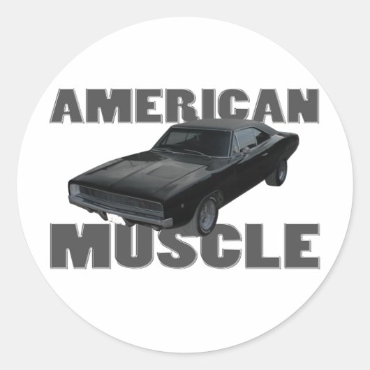 Sticker Rond Chargeur d'esquisse 1968 r/t muscle américain (Devant)