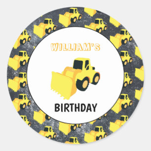Sticker Rond Chargeur frontal Construction Camion Anniversaire