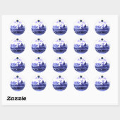 STICKER ROND CHARIOT BLEU DE SWANS /CUPCAKES BABY SHOWER GARÇON (Feuille)