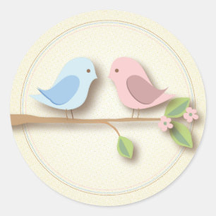 Sticker Rond Chariot de Baby shower pour fille à deux garçons S