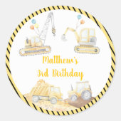 Sticker Rond Chariot de canalisation de construction Anniversai (Devant)