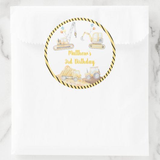 Sticker Rond Chariot de canalisation de construction Anniversai (Sac)