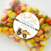 Sticker Rond Chariot de construction Anniversaire Merci Favoris