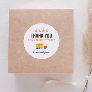 Sticker Rond Chariot de construction Fête d'anniversaire Class