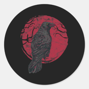 Sticker Rond Chariot de Corneille Noire Occulte Gothique Déplai