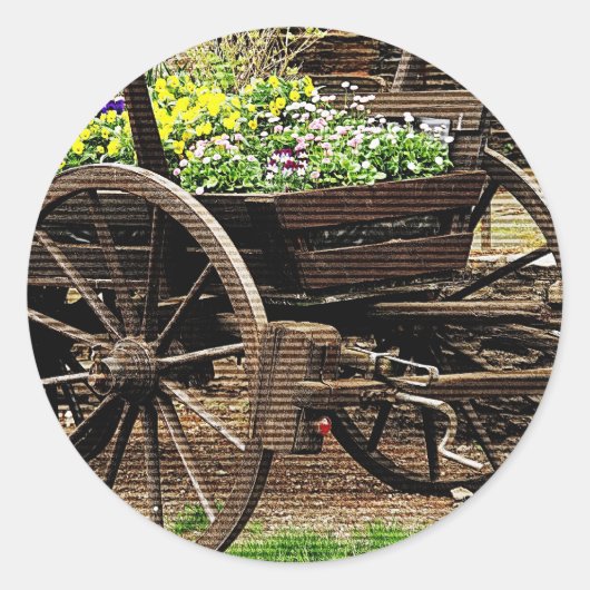Sticker Rond Chariot de Fleurs (Devant)