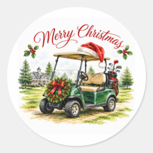 Sticker Rond Chariot de golf avec thème de Noël