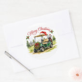 Sticker Rond Chariot de golf avec thème de Noël  (Enveloppe)