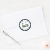 Sticker Rond Chariot de golf des alligators preppy (Enveloppe)