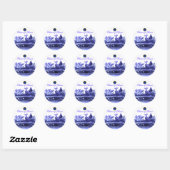 STICKER ROND CHARIOT DE SWANS ET CUPCAKES BLUE BEACH MARIAGE (Feuille)