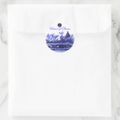STICKER ROND CHARIOT DE SWANS ET CUPCAKES BLUE BEACH MARIAGE (Sac)