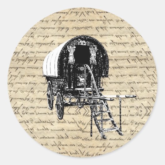 Sticker Rond Chariot roumain vintage (Devant)