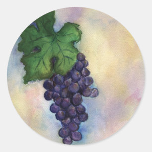 Sticker Rond Chariot Sauvignon Raisins à raisins rouges