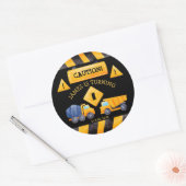 Sticker Rond Chariots de construction fête d'anniversaire (Enveloppe)