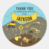 Sticker Rond Chariots de construction Thème Merci du site (Devant)