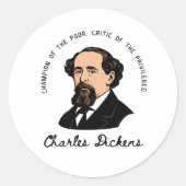 Sticker Rond Charles Dickens - Champion des pauvres (Devant)