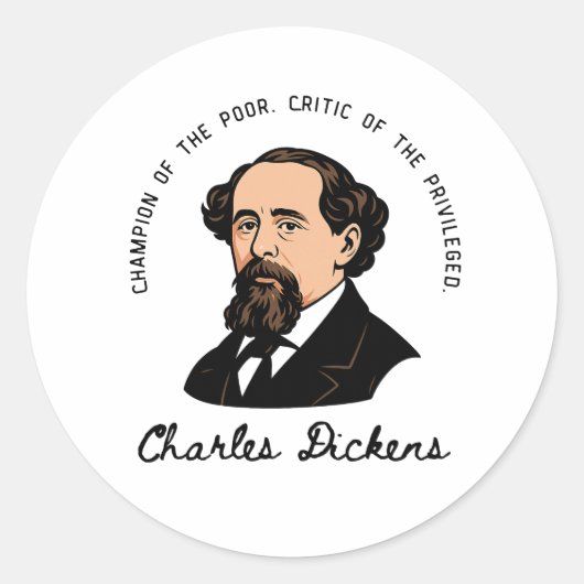 Sticker Rond Charles Dickens - Champion des pauvres (Devant)