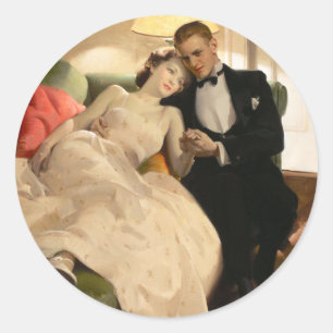 Sticker Rond Charles Edward Chambers : Couple romantique