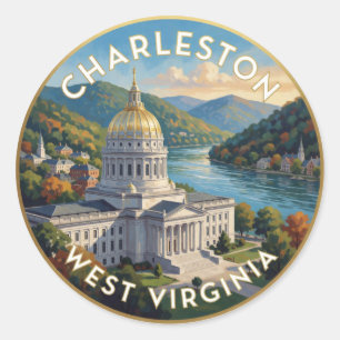 Sticker Rond Charleston Capitale de la Virginie-Occidentale
