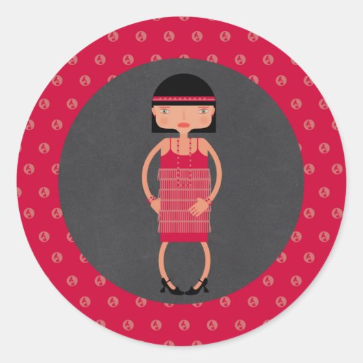Sticker Rond Charleston Chic fille fête d'anniversaire (Devant)