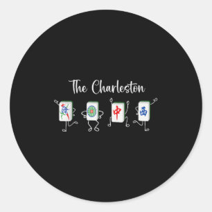 Sticker Rond Charleston Mahjong, Danse Funny Mahjong