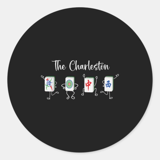 Sticker Rond Charleston Mahjong, Danse Funny Mahjong (Devant)