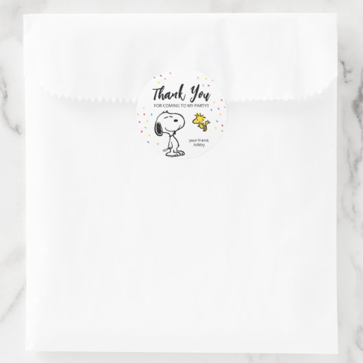 Sticker Rond Charlie Brown et Gang Confetti (Sac)