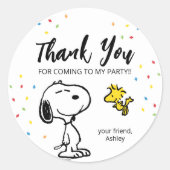 Sticker Rond Charlie Brown et Gang Confetti (Devant)