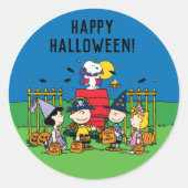 Sticker Rond Charlie Brown et Gang Halloween (Devant)