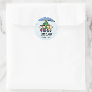 Sticker Rond Charlie Brown et ses amis Anniversaire d'hiver