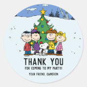 Sticker Rond Charlie Brown et ses amis Anniversaire d'hiver (Devant)