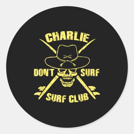 Sticker Rond Charlie ne surf pas (Devant)