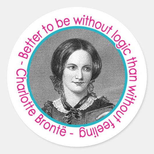 Sticker Rond Charlotte Bronte Portrait Avec Citation (Devant)