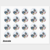 Sticker Rond charmant lord krishna avec la vache classique coll (Feuille)