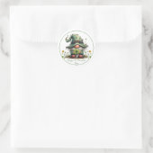 Sticker Rond Charmant trèfle de printemps et gnome (Sac)