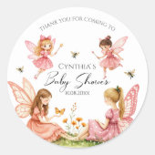 Sticker Rond Charmante Baby shower de bois des Fées roses (Devant)