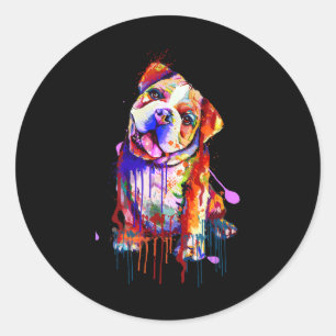 Sticker Rond Charmante Chien-ciel Couleurs Arc-en-ciel Art Plât