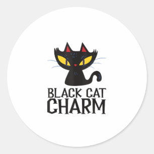 Sticker Rond Charme de chat noir Halloween