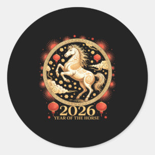 Sticker Rond Charme de fille lunaire de l'année du cheval 2026