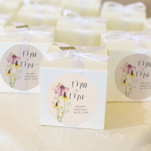 Sticker Rond Charme de Fleur Sauvage Fête de Mariage de Mademoi