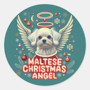 Sticker Rond Charme de Noël maltais Ange de Noël