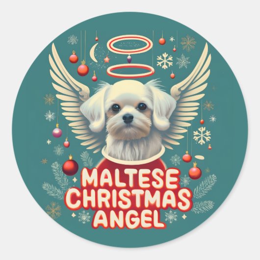 Sticker Rond Charme de Noël maltais Ange de Noël (Devant)